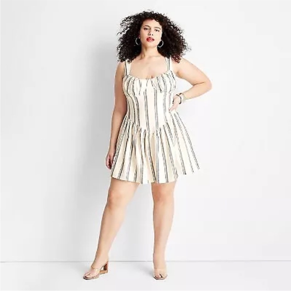 Target x Jenee Naylor Collection Corset Mini Dress - Cream Striped 22